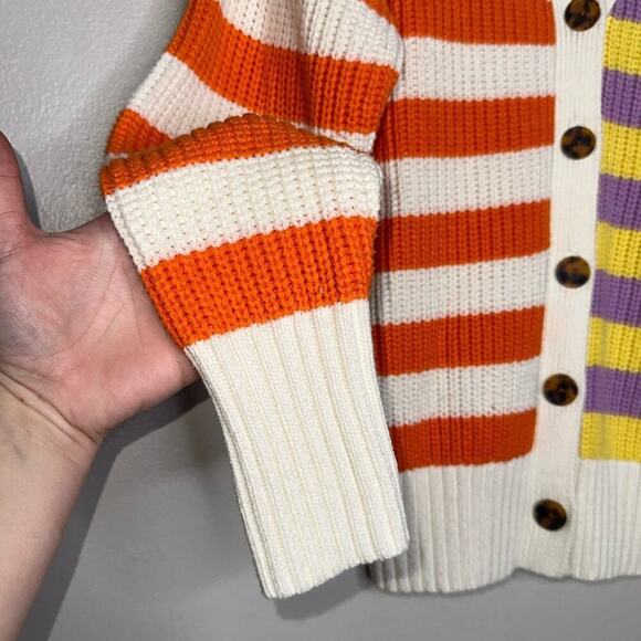 Staud Essex Colorblock Striped Cardigan Cabana Stripe Size XS Button Up - Picture 8 of 11